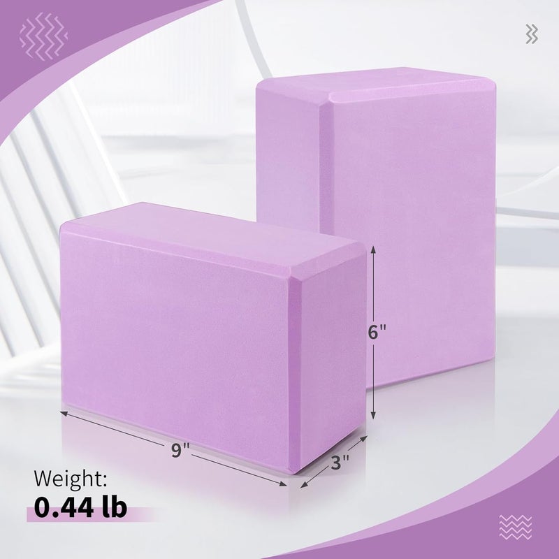 Corsiampoo Yoga Blocks 2 Pack 9x6x3 Inches, Sturdy Foam Yoga Block, Premium EVA, Non Slip High Density for Pilates Meditation, Stretching and Toning - Image 2
